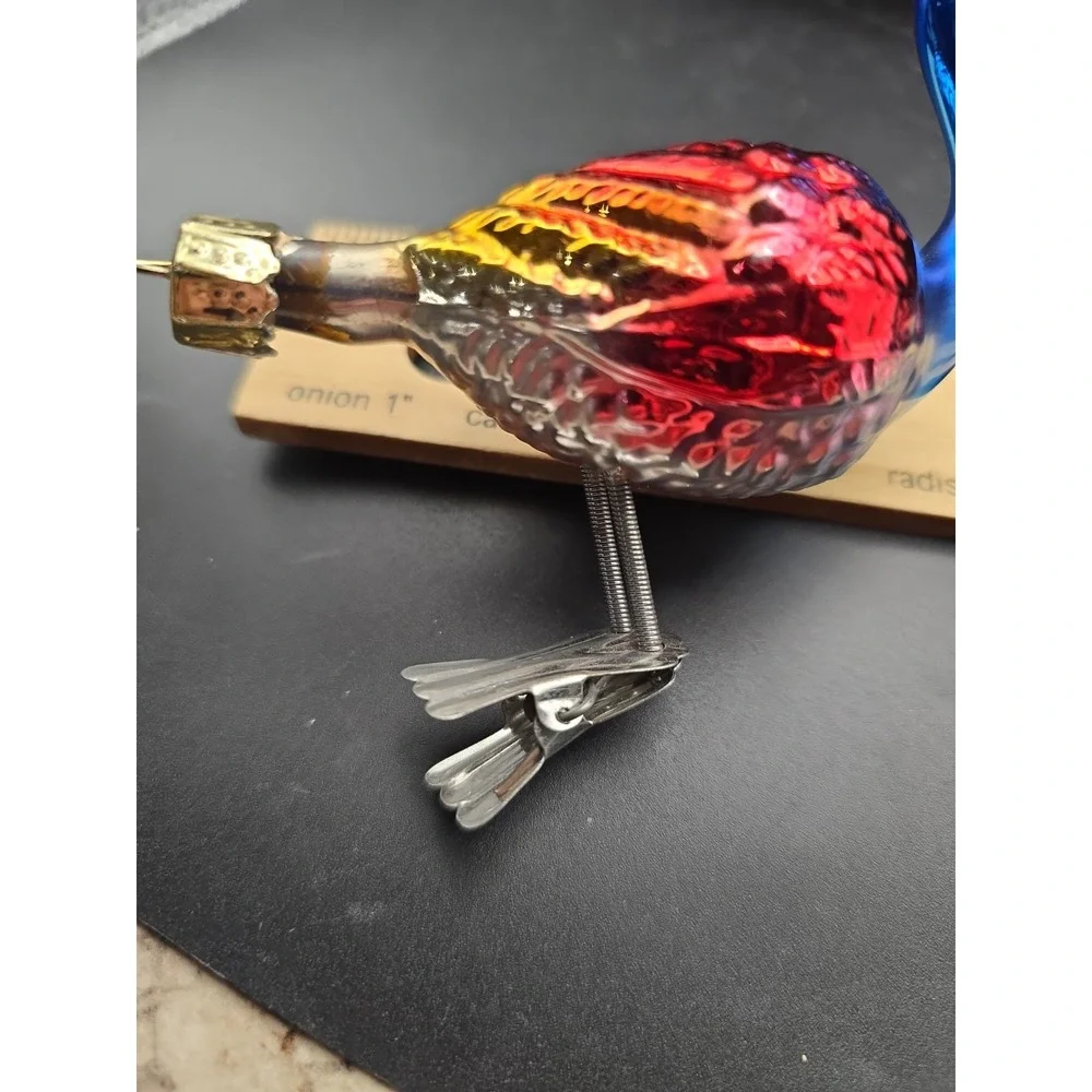 Vintage Germany Mercury glass swan clip bird goose ornament axis tree